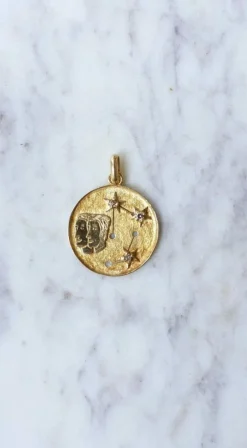 Médaille astrologique gémeaux Or et Diamants