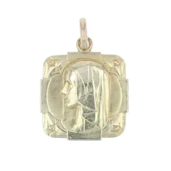 Médaille carrée Vierge or jaune