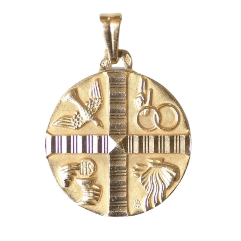 Médaille Chrétienne Art Déco or jaune