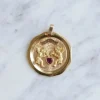 Médaille d'amour vintage en or jaune, "Il bat pour toi"