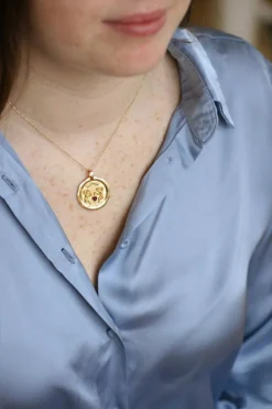 Médaille d'amour vintage en or jaune, 