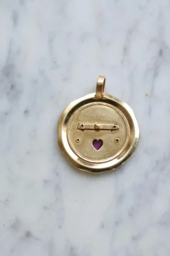 Médaille d'amour vintage en or jaune, 