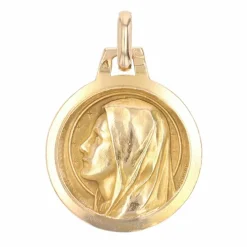 Médaille de baptême Vierge auréolée or rose