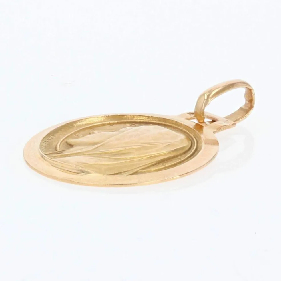 Médaille de baptême Vierge auréolée or rose