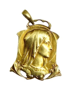 Médaille de la Vierge en or jaune signée DROPSY