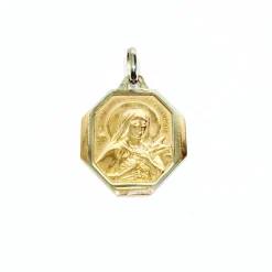 Médaille de la vierge en or rose et blanc