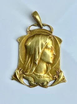 Médaille de la Vierge en or jaune signée DROPSY