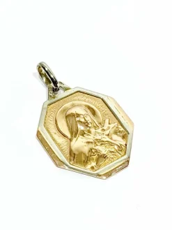 Médaille de la vierge en or rose et blanc