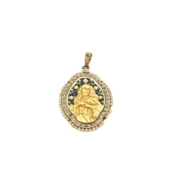 Médaille de la Vierge Marie or, diamants et perles, vers 1900