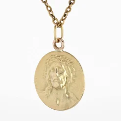 Médaille du Christ or jaune signée E.Dropsy