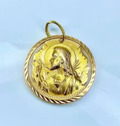 Médaille du scapulaire en or jaune 18 carats ( recto verso )