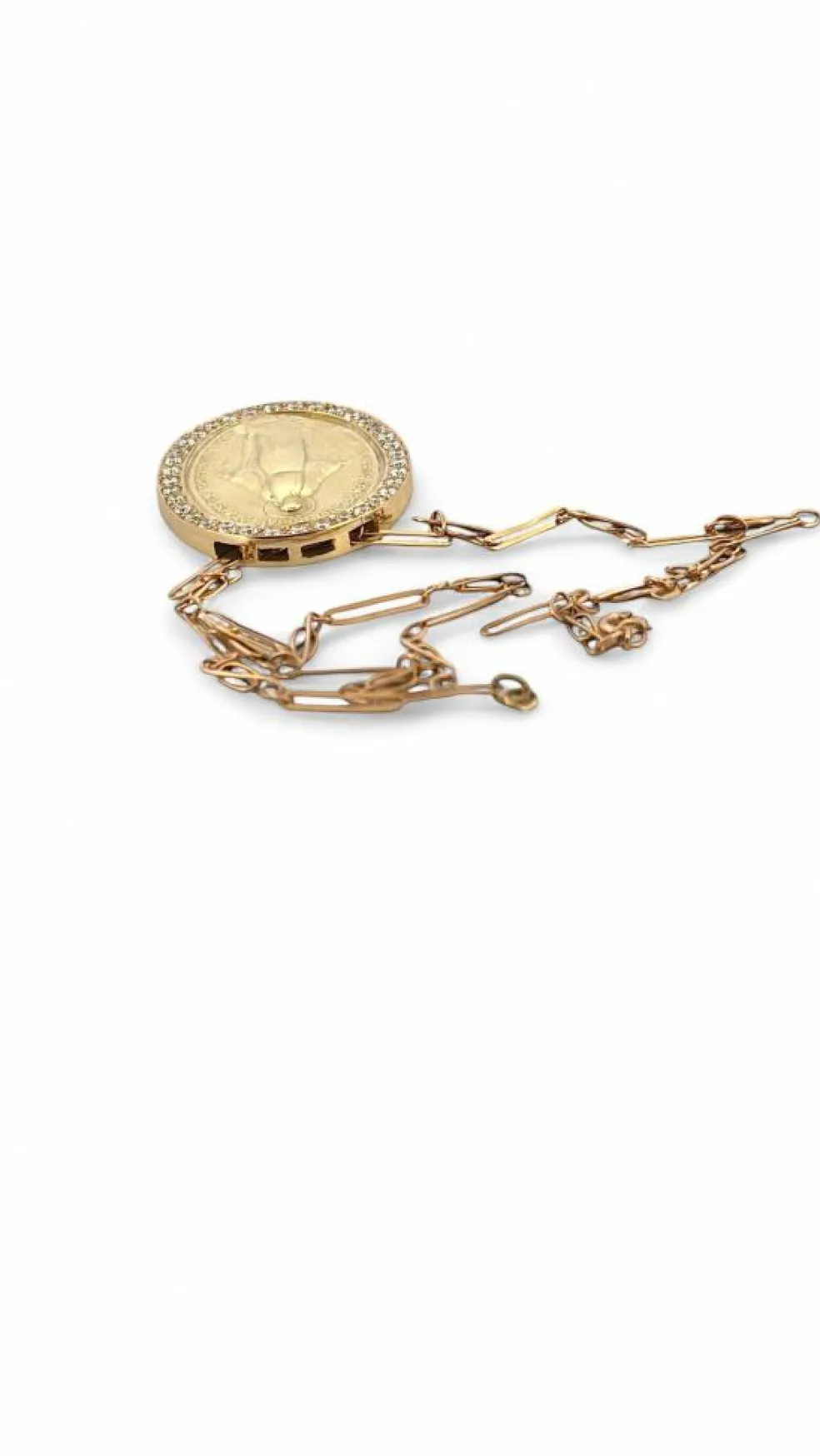 Médaille miraculeuse en or et diamants sur chaîne coulissante