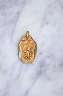 Médaille or Art Déco Ange Penseur