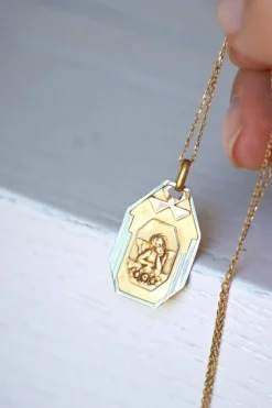Médaille or Art Déco Ange Penseur