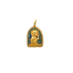 Médaille or jaune et émail et pierres