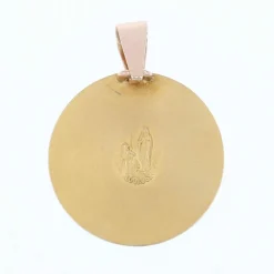 Médaille or jaune et rose Vierge Marie auréolée