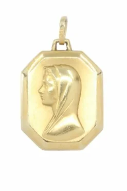 Médaille or jaune notre dame de lourdes