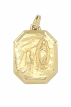 Médaille or jaune notre dame de lourdes