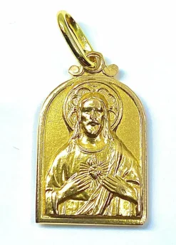 Médaille or jaune Sacré coeur / Vierge à l’enfant