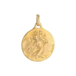 Médaille or jaune Saint Christophe signée Augis