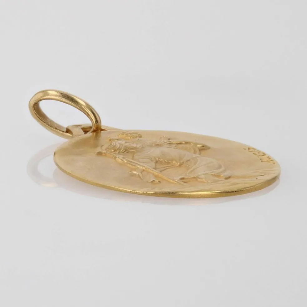 Médaille or jaune Saint Christophe signée Augis
