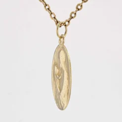 Médaille or jaune Vierge à l'enfant signée Dropsy