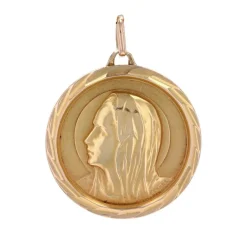 Médaille or jaune Vierge Marie auréolée