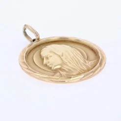 Médaille or jaune Vierge Marie auréolée