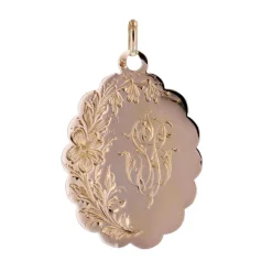 Médaille or rose gravée ancienne