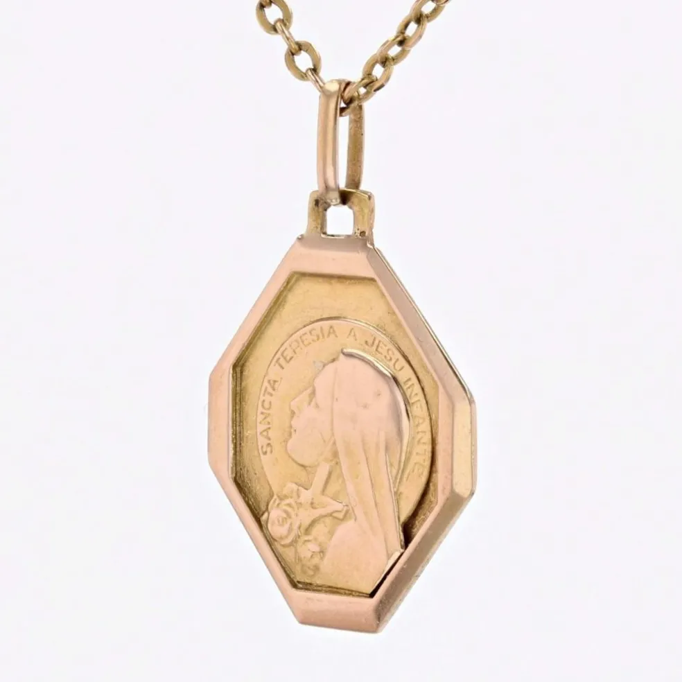 Médaille or rose Sainte Thérèse