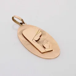Médaille or rose Vierge Marie stylisée