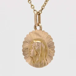 Médaille or rose Vierge Marie rayonnante