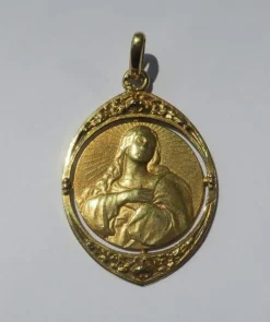 Médaille pendentif Dropsy Art Nouveau Vierge