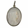 Médaille pendentif vintage Vierge nacre or blanc