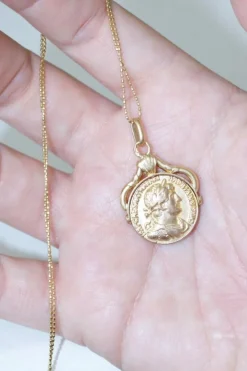 Médaille pivotante pièce romaine or