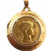 Médaille porte-pièce 20 Francs or jaune Marianne-coq
