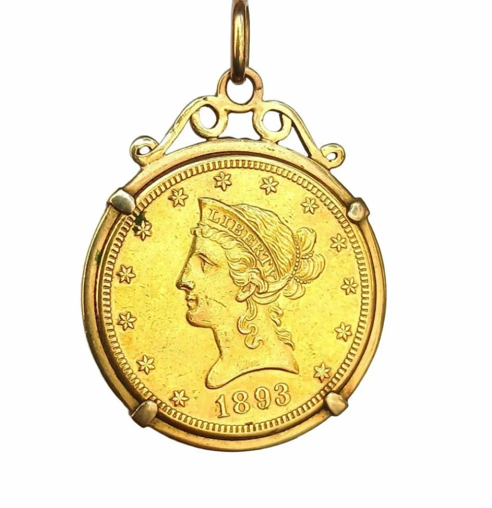 Médaille porte-pièce monnaie américaine, 10 dollars Liberty head.