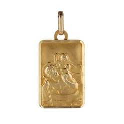 Médaille rectangulaire or jaune Saint Christophe