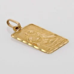 Médaille rectangulaire or jaune Saint Christophe