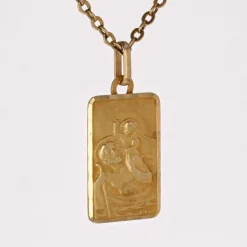 Médaille rectangulaire or jaune Saint Christophe