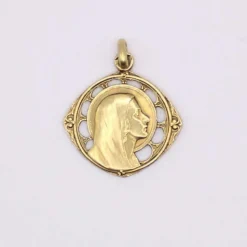 Médaille religieuse Art Nouveau Vierge de profil
