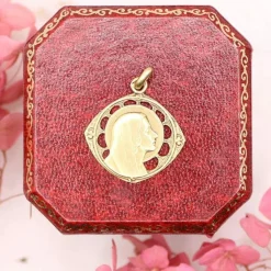 Médaille religieuse Art Nouveau Vierge de profil