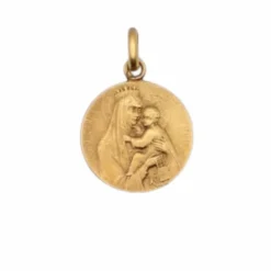 Médaille religieuse scapulaire Vierge à l’Enfant vs Jésus or jaune