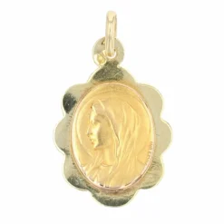 Médaille religieuse Vierge auréolée or jaune