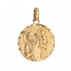 Médaille ronde Saint Christophe or jaune