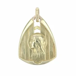 Médaille triangulaire or jaune Vierge auréolée