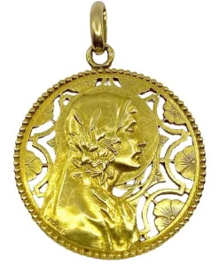 Médaille Vierge décor floral