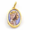 Médaille Vierge en Émail de Montserrat en Or Jaune