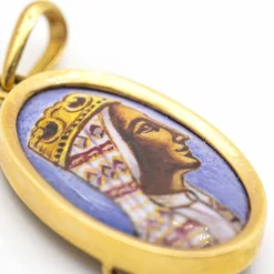 Médaille Vierge en Émail de Montserrat en Or Jaune