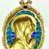 Médaille vierge émail perles fines signée SELLIER
